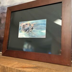 Framed “Water Baby” watercolor otter 🦦 art signed by artist